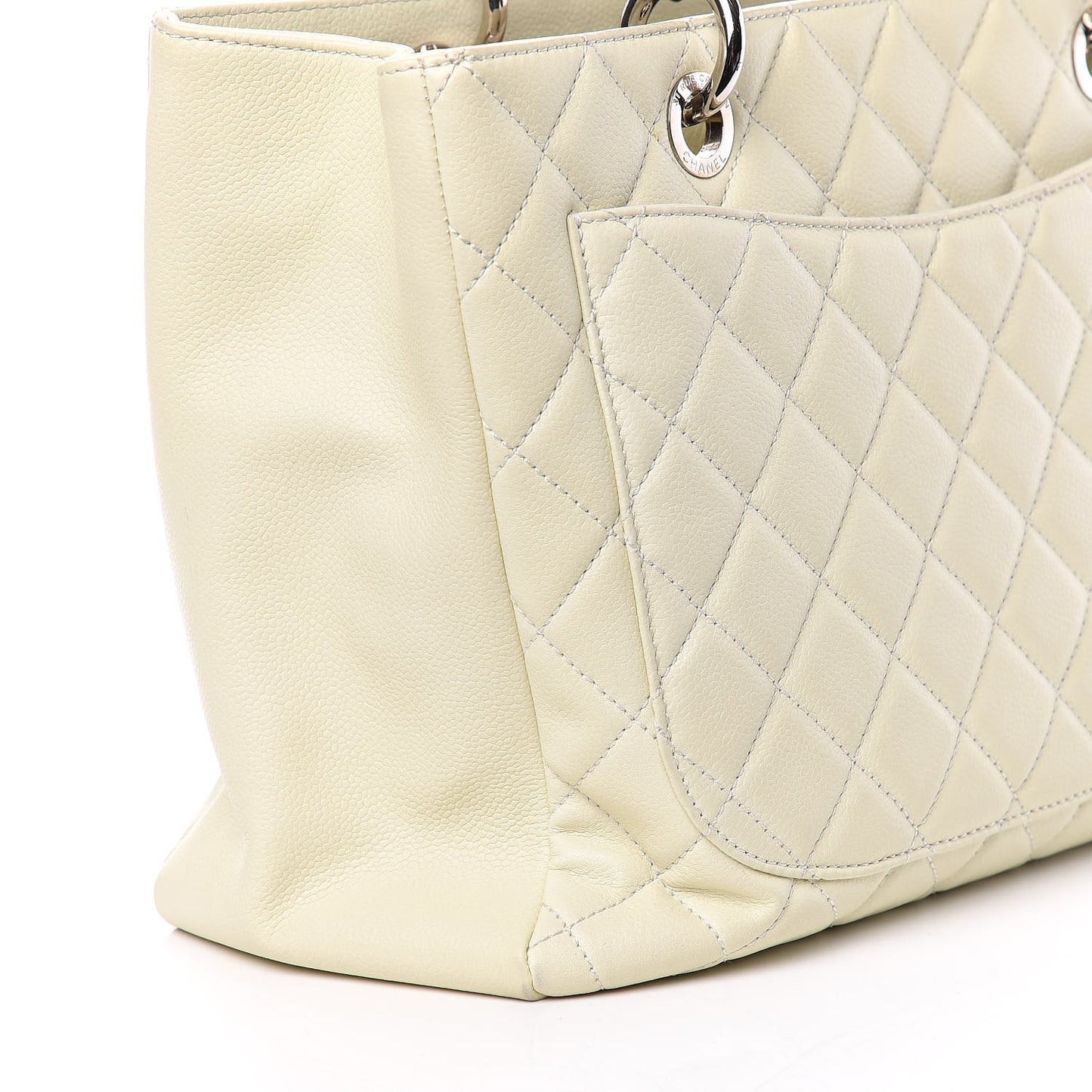 Caviar Quilted Grand Shopping Tote GST Ecru