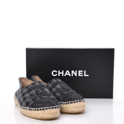 Chanel Flannel CC Espadrilles 37 Dark Grey Black 11 of 11
