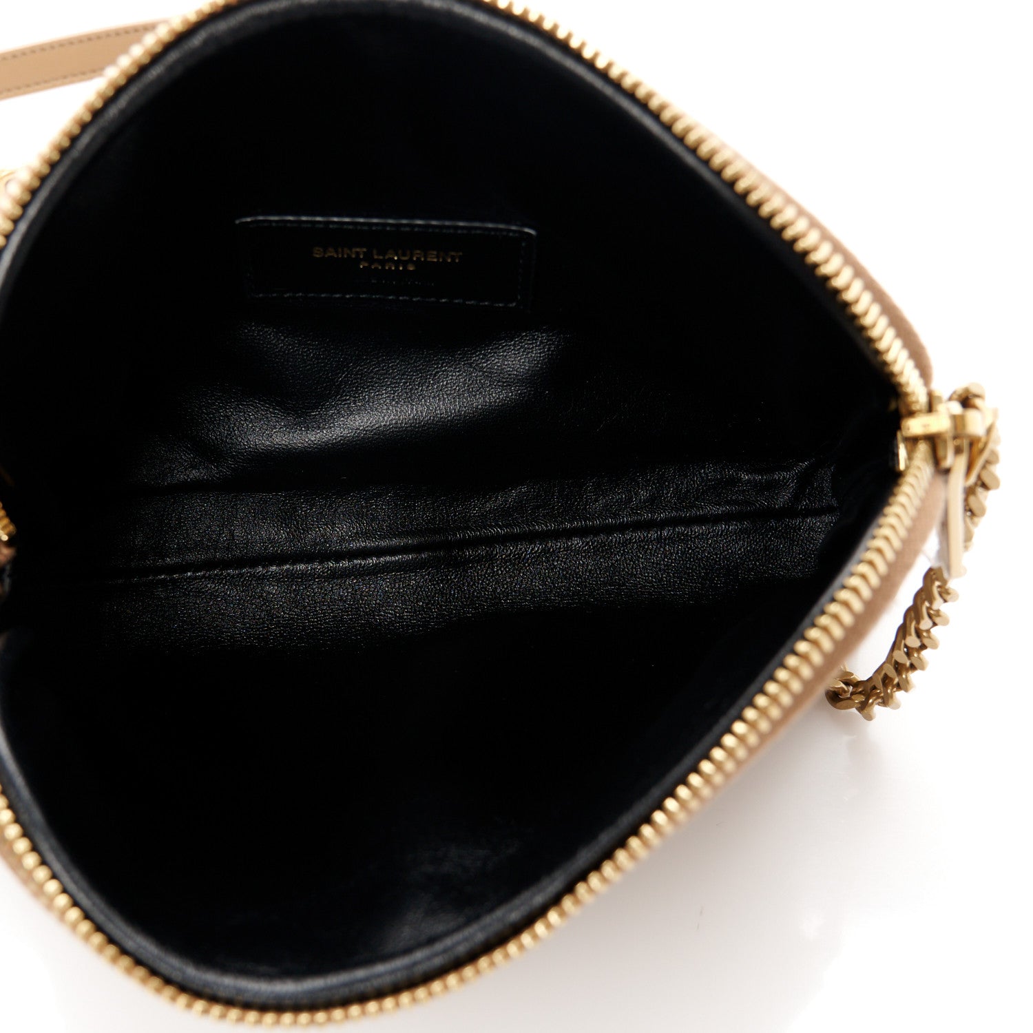Saint Laurent Lambskin Quilted Gaby Zipped Pouch Dark Cork 5 of 9