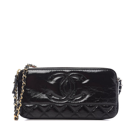 Chanel Glazed Aged Calfskin Quilted CC Small Clutch With Chain Black 1 of 10