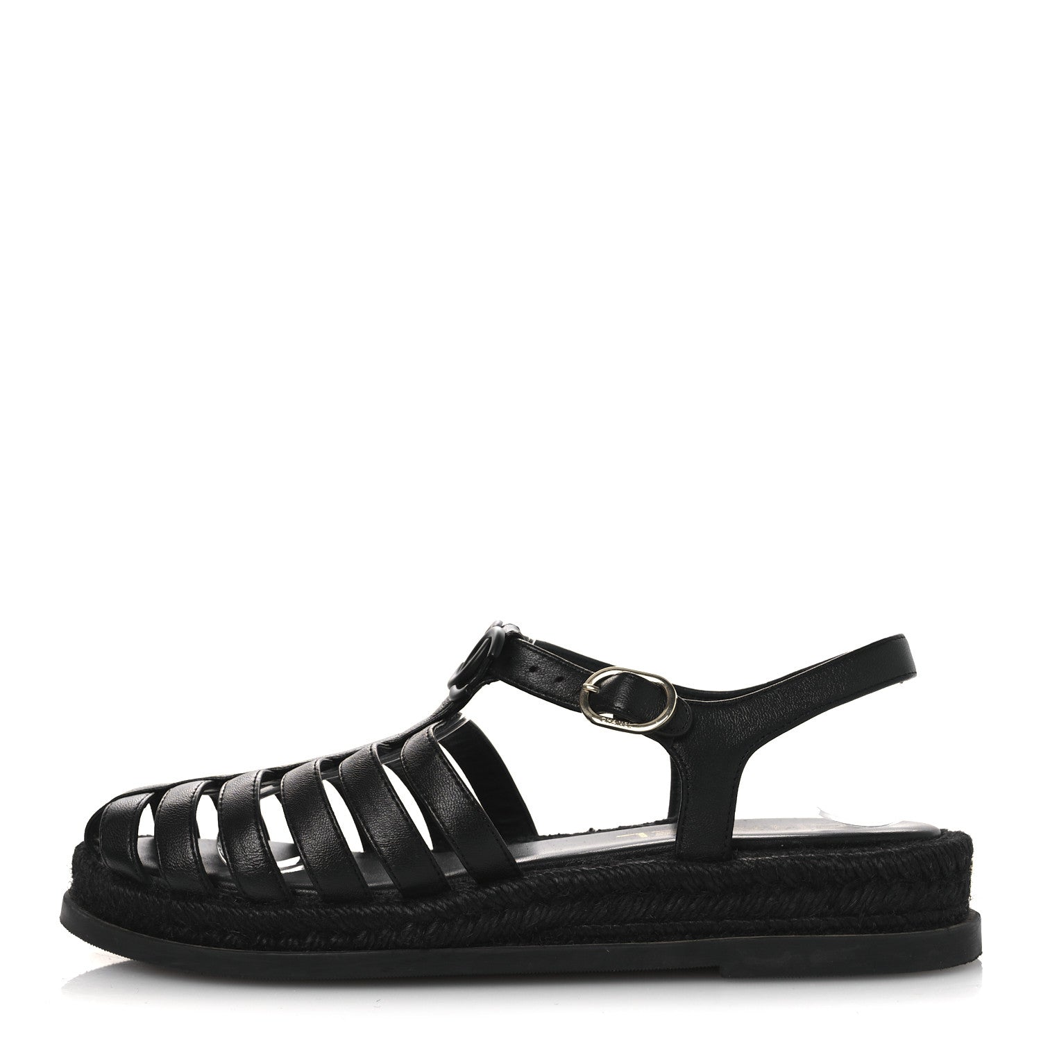 Chanel Lambskin Espadrille Sandals 38 Black 1 of 14