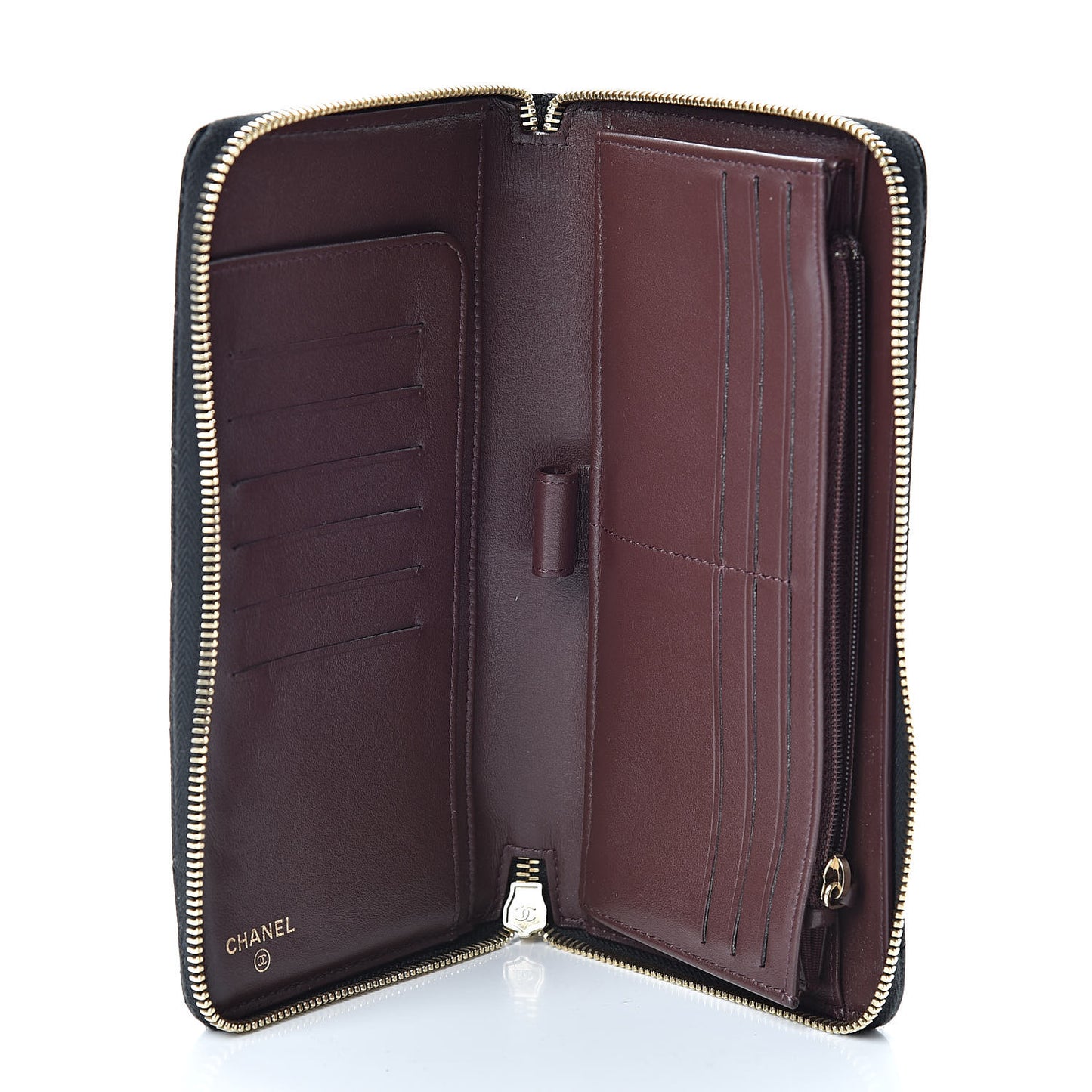 Caviar Quilted Large Zip Around Organizer Wallet Black
