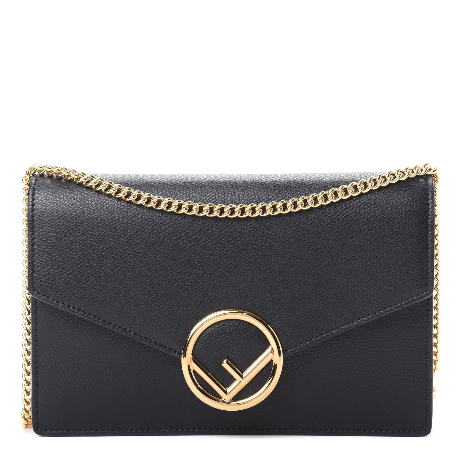 Fendi Vitello Cruise F is Fendi Medium Envelope Wallet on Chain Black 1 of 10