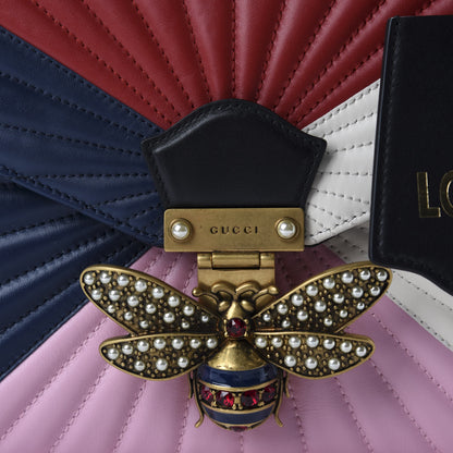 Gucci Calfskin Bamboo Trapuntata Queen Margaret Top Handle Bag Blue Agata Hibiscus Red Mystic White Sugar Pink 10 of 10