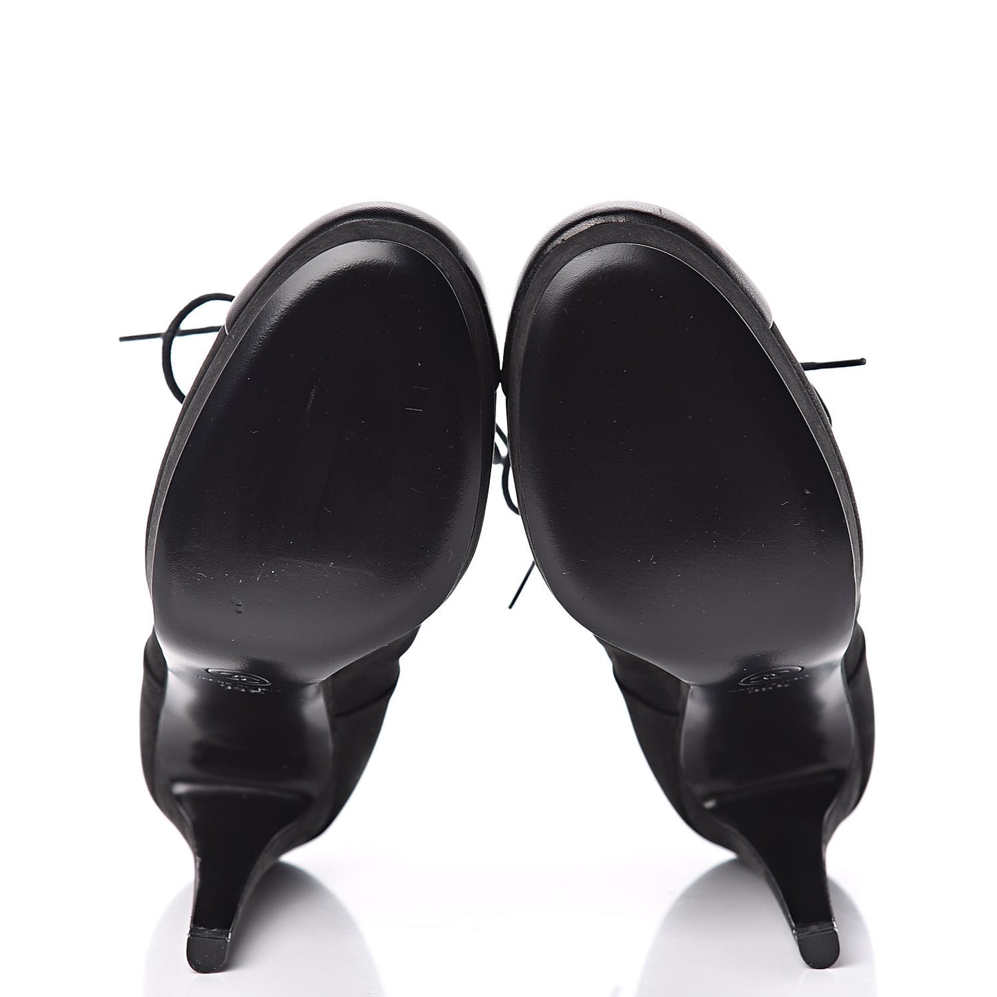 Suede Calfskin Lace Up Short Boots 35.5 Black