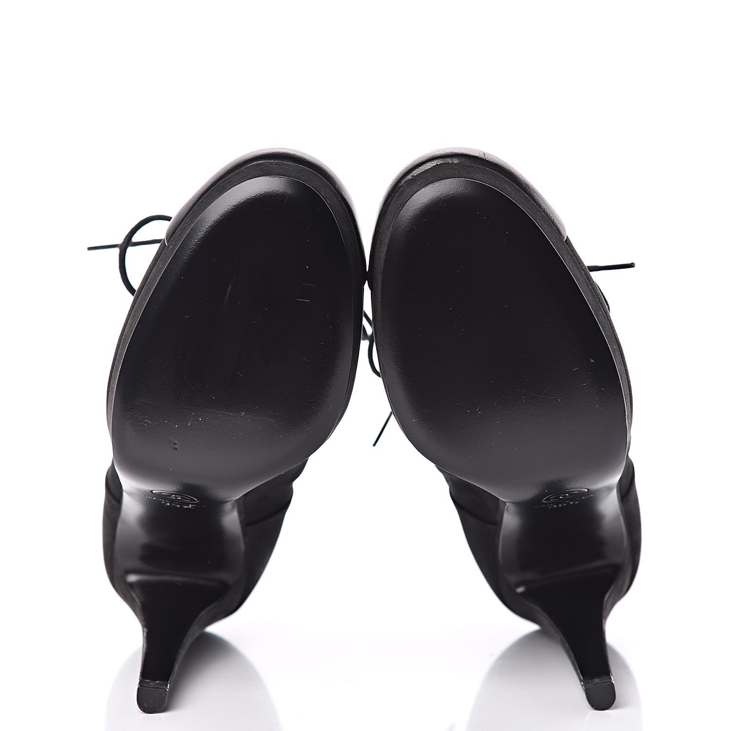 Chanel Suede Calfskin Lace Up Short Boots 35.5 Black 5 of 8