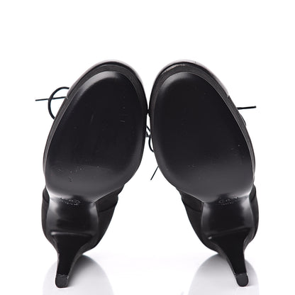 Chanel Suede Calfskin Lace Up Short Boots 35.5 Black 5 of 8