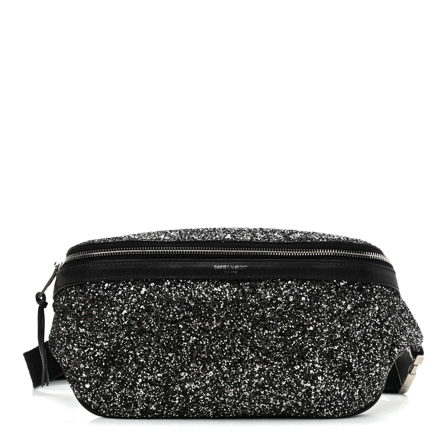 Lambskin Glitter Belt Bag Metallic Black