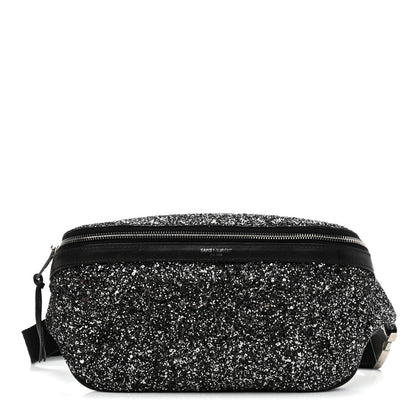 Saint Laurent Lambskin Glitter Belt Bag Metallic Black 1 of 8