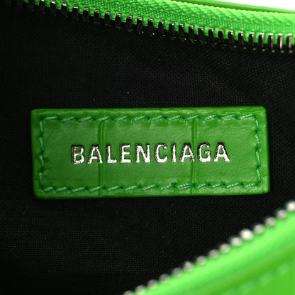 Balenciaga Extra Supple Calfskin Crocodile Embossed Le Cagole Shoulder Bag XS Acid Green 5 of 7