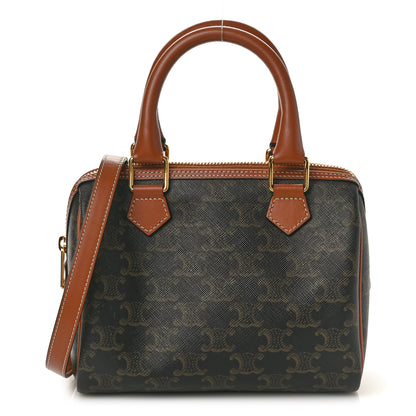 Celine Triomphe Canvas Calfskin Small Boston Bag Tan 1 of 9