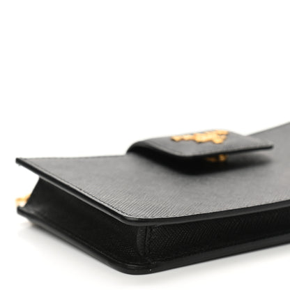 Prada Saffiano Metal Mini Chain Wallet Black 7 of 9