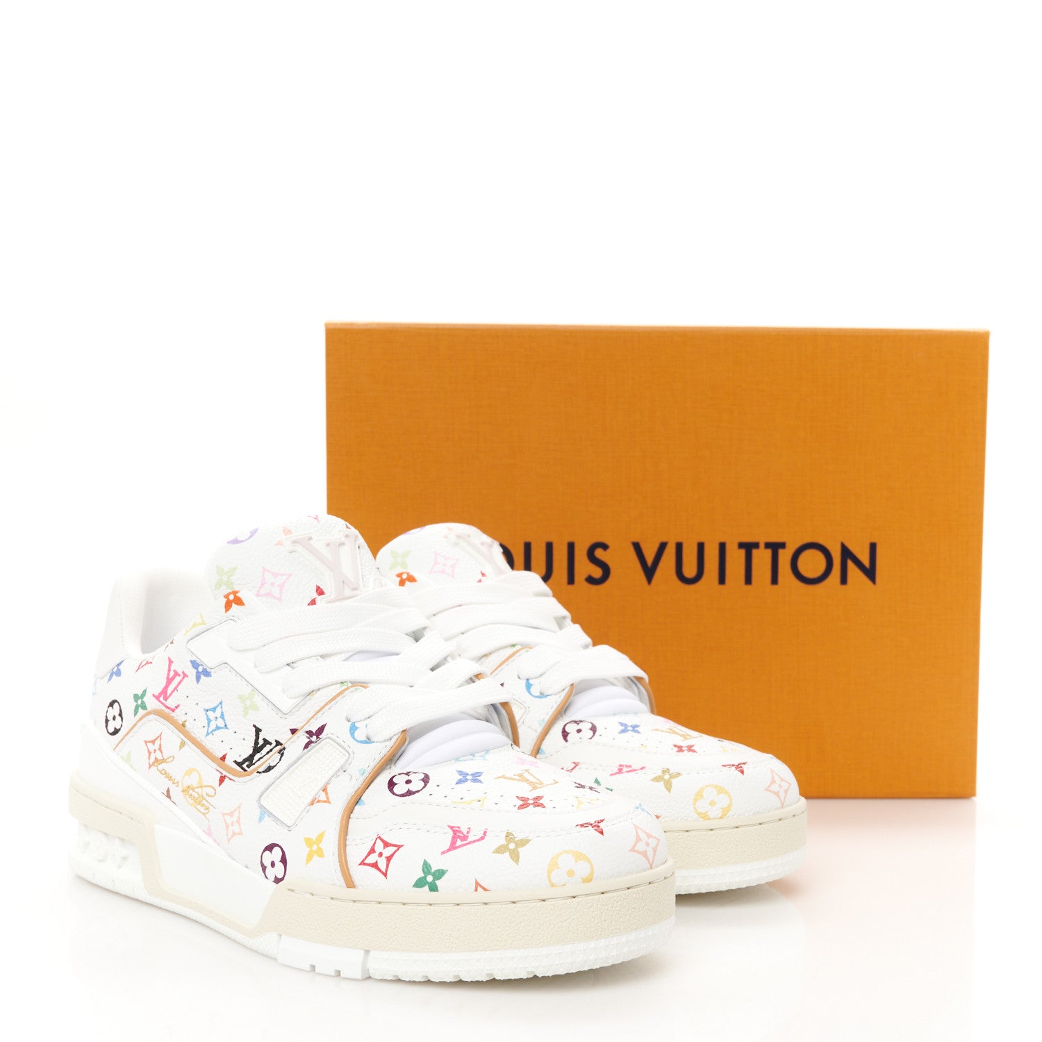 Louis Vuitton LV X TM Calfskin Monogram LV Trainer Sneakers 37 Multicolor White 11 of 11