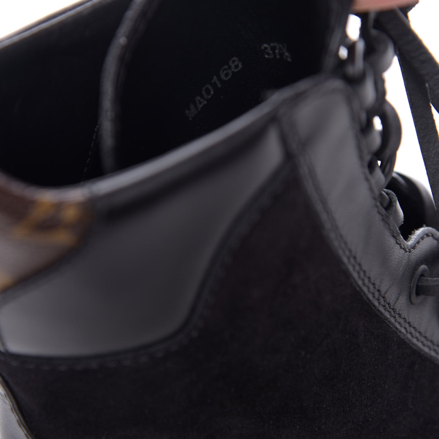 Suede Calfskin Monogram LV Black Heart Laureate Platform Desert Boots 37.5 Black
