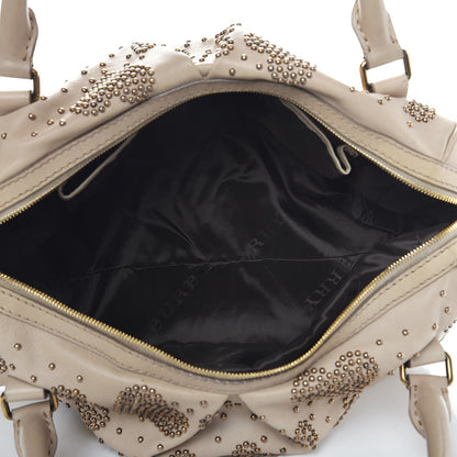 Burberry Calfskin Heart Studded Satchel Beige 6 of 16