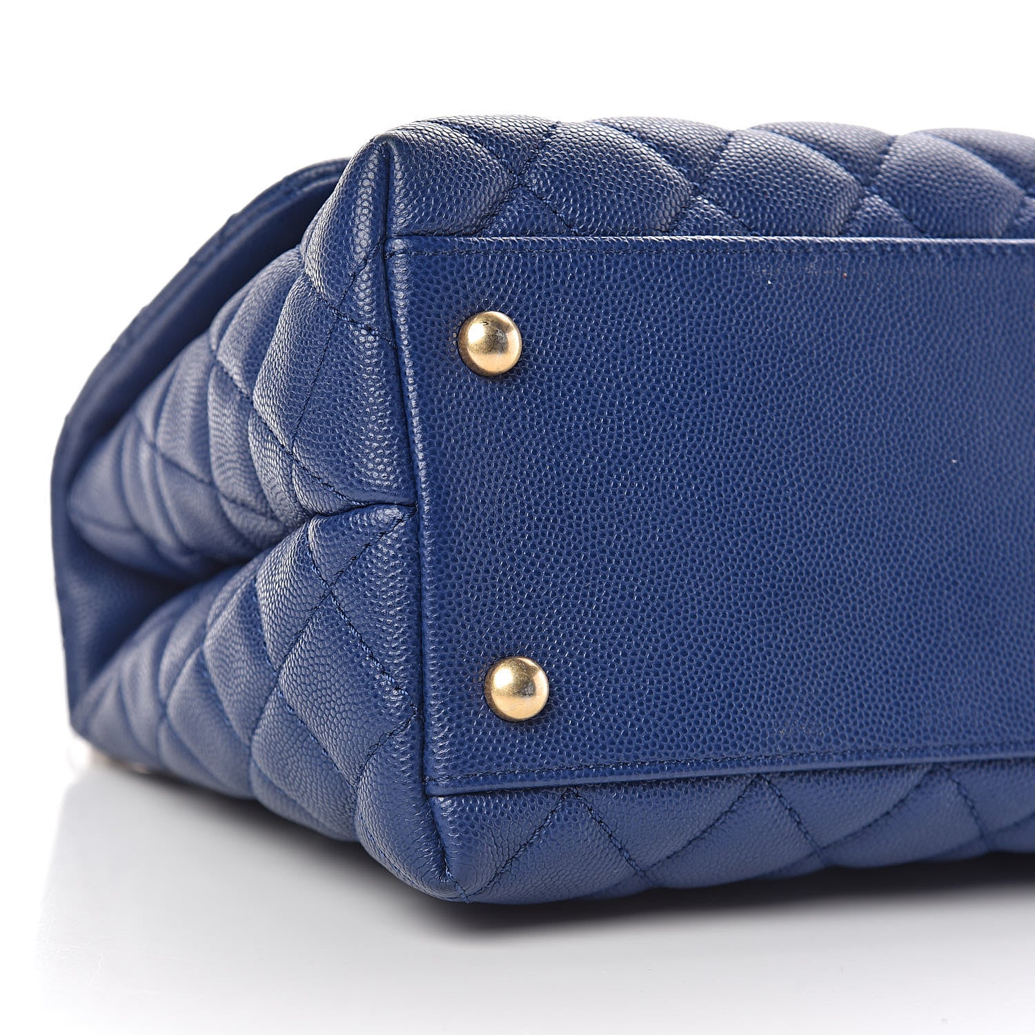 Chanel Caviar Elaphe Quilted Small Coco Handle Flap Dark Blue 9 of 10