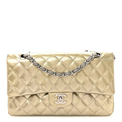 Chanel Striated Patent Quilted Medium Double Flap Gold 1 of 11