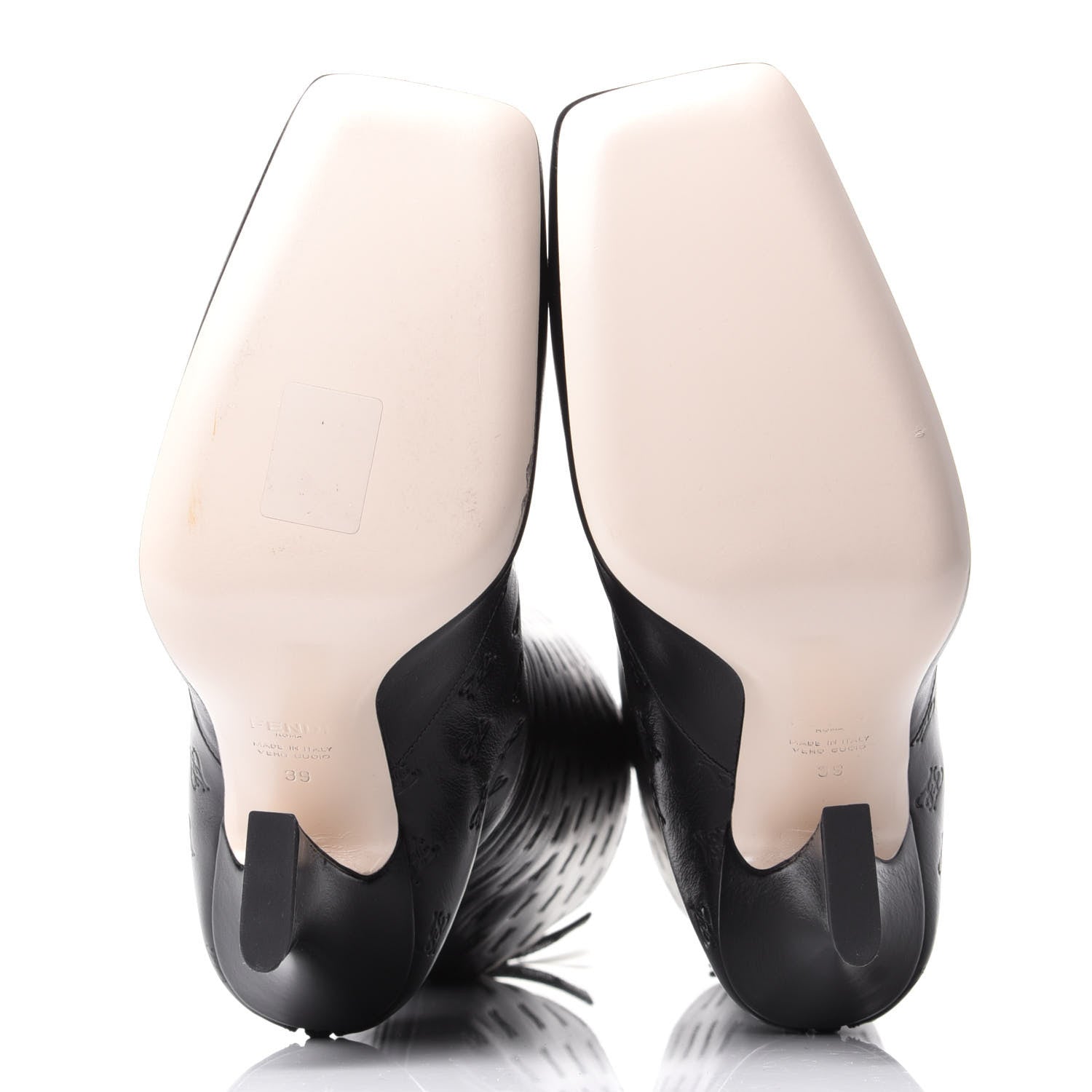 Fendi Vitello Karligraphy Embossed FFreedom Knee High Boots 39 Black 7 of 9