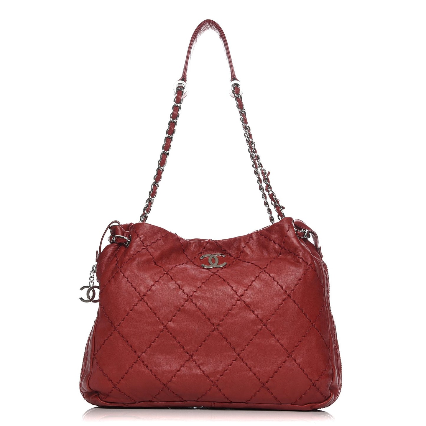 Calfskin Expandable Tote Red