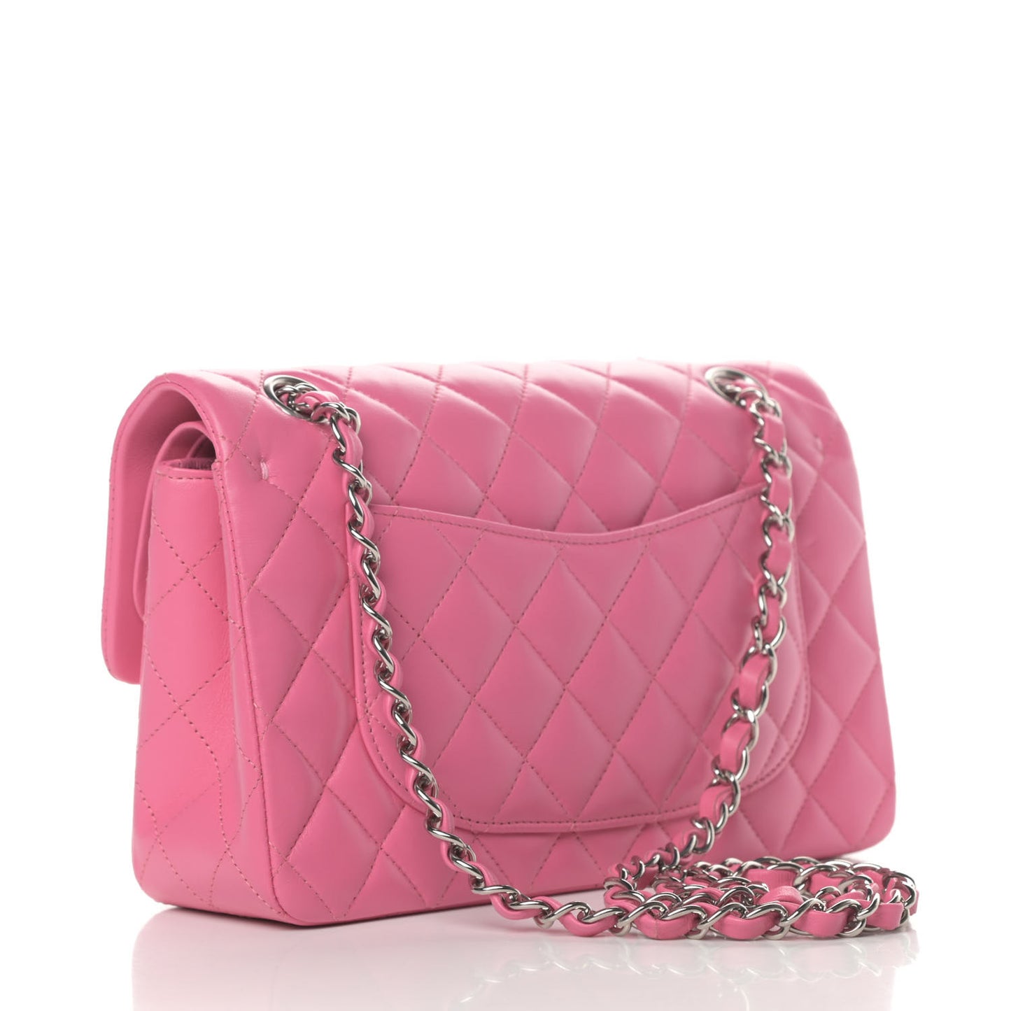 Lambskin Quilted Small Double Flap Pink