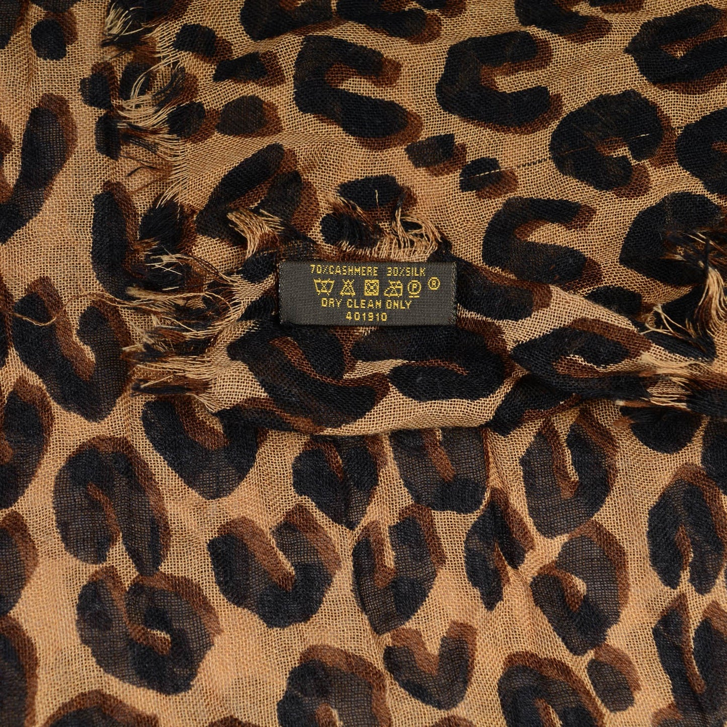 Cashmere Silk Leopard Stole Brown