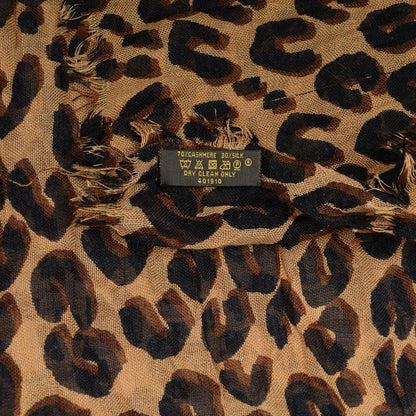 Louis Vuitton Cashmere Silk Leopard Stole Brown 5 of 14