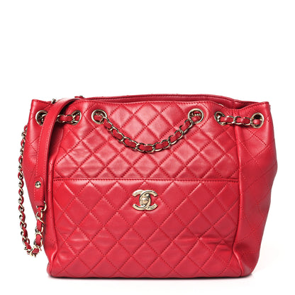 Chanel Lambskin Quilted Small Drawstring Shoulder Bag Dark Pink 1 of 10