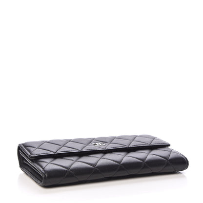 Chanel Lambskin Quilted Large Gusset Flap Wallet Black 4 of 8