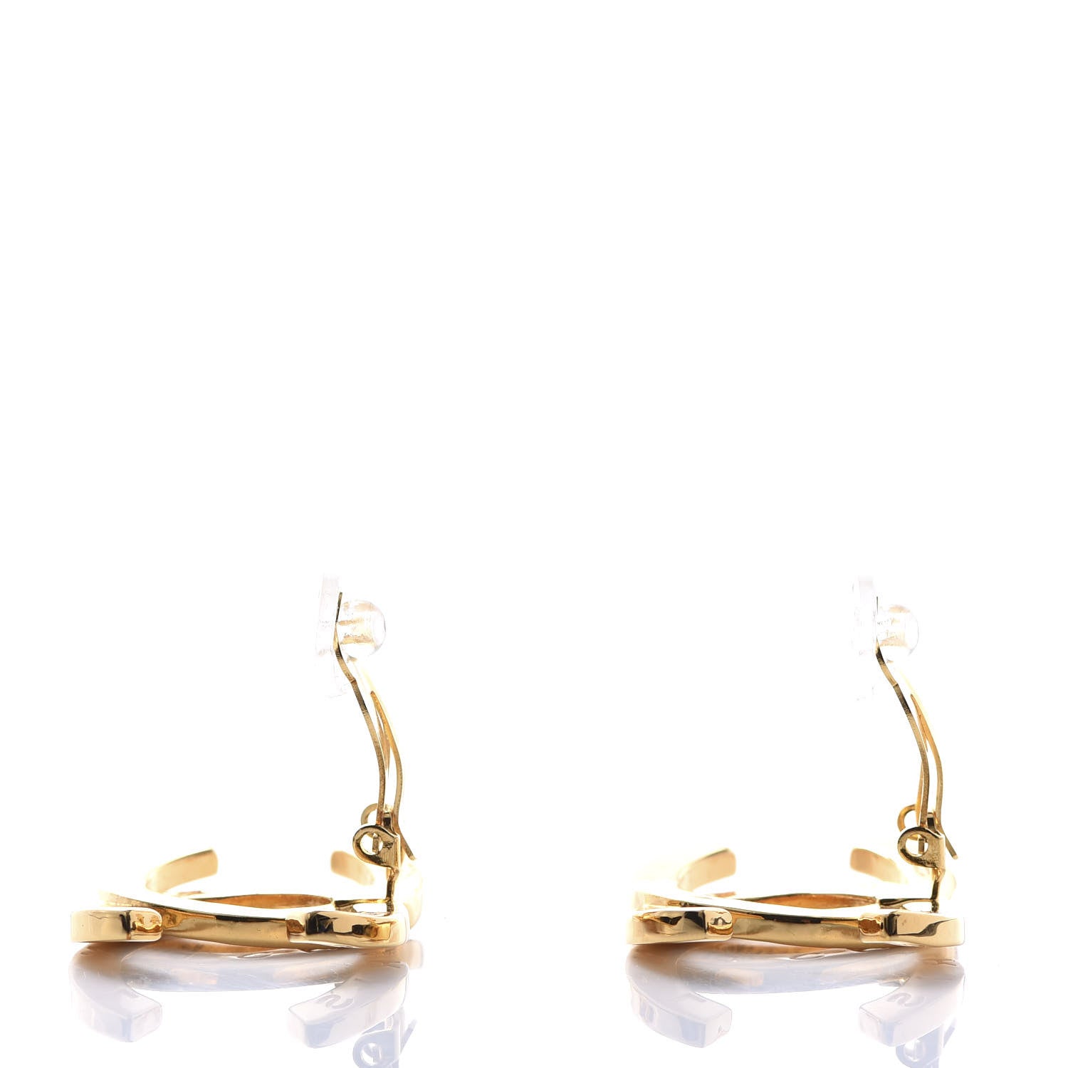 Chanel Metal Large Paris Clip On Earrings Gold 4 of 5