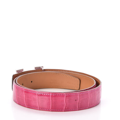 Hermes Shiny Porosus Crocodile 32mm H Belt 90 Fuchsia 3 of 5