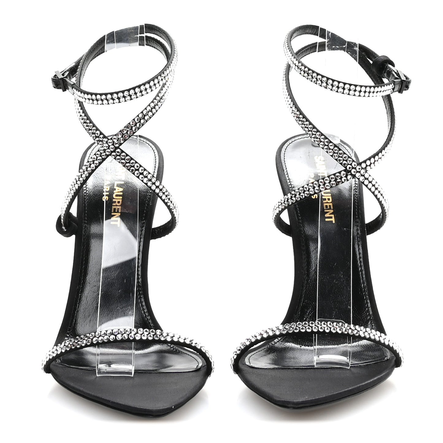 Crepe Satin Crystal Satine 110 Sandals 37.5 Black
