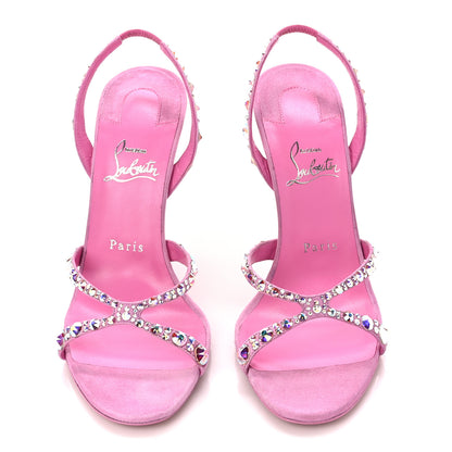Christian Louboutin Veau Velours Crystal Embellished Emilie 10 Sandals 39.5 Pink 2 of 7