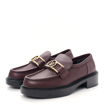 Louis Vuitton Calfskin Academy Loafers 37.5 Burgundy 3 of 7