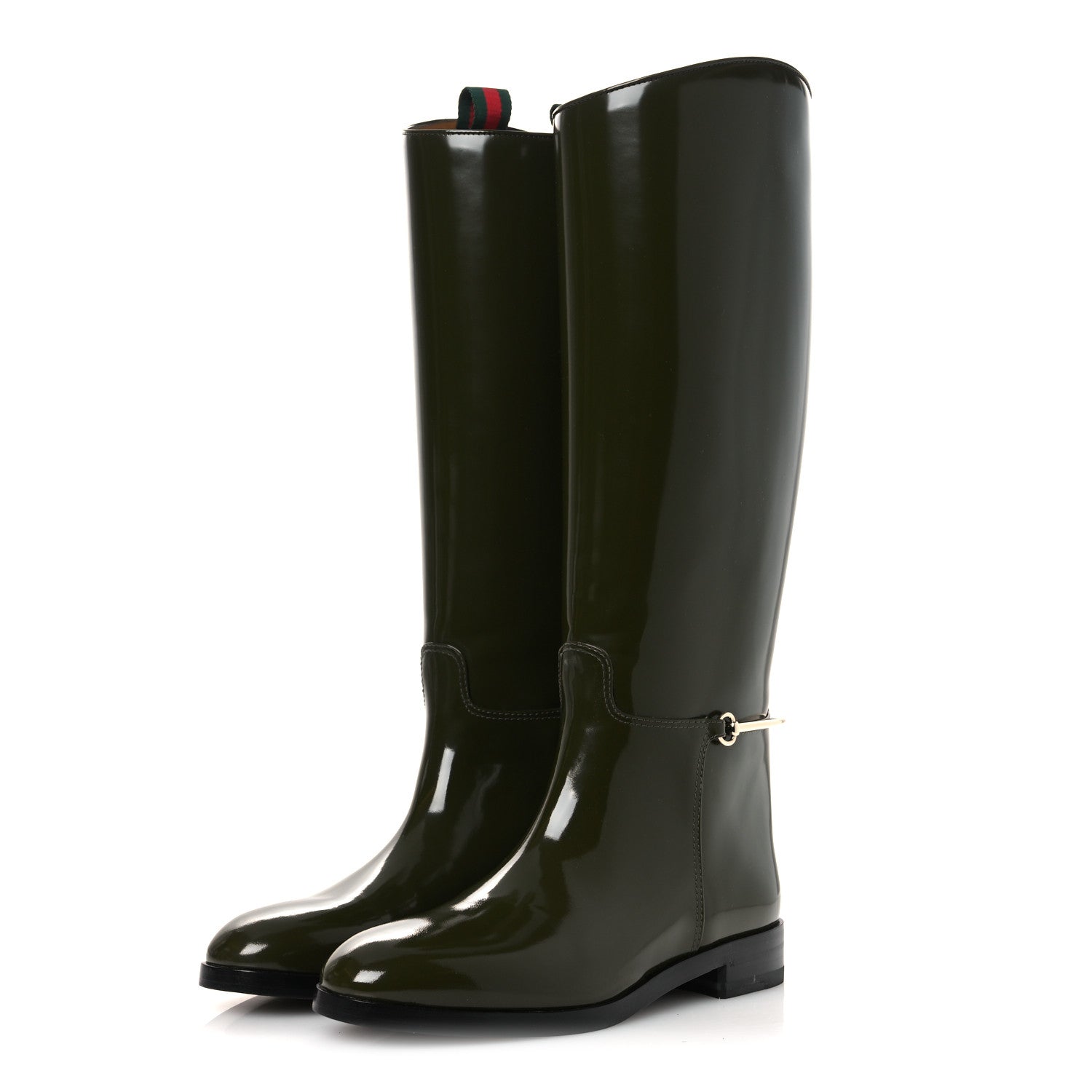 Gucci Brushed Calfskin Michelangelo Slim Horsebit Riding Boots 39 Luscious Green 4 of 11