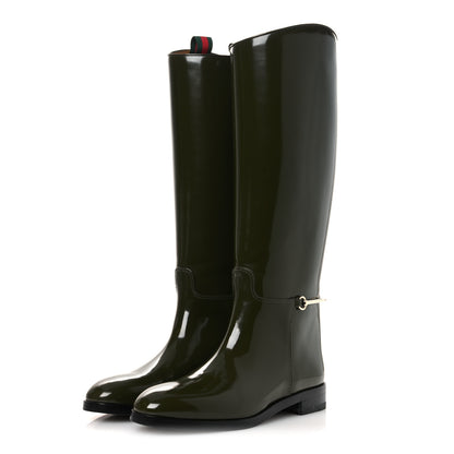 Gucci Brushed Calfskin Michelangelo Slim Horsebit Riding Boots 39 Luscious Green 4 of 11