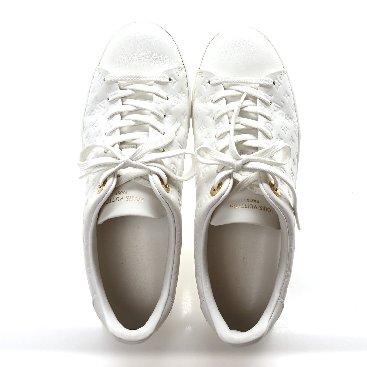 Louis Vuitton Calfskin Monogram Embossed Front Row Sneakers 40 White 2 of 10