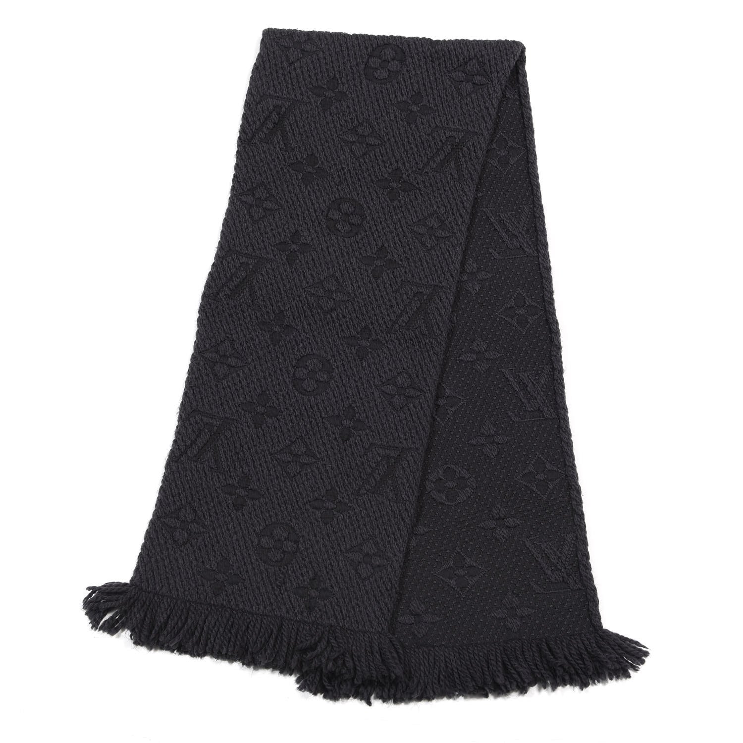 Louis Vuitton Wool Silk Logomania Scarf Black 2 of 3