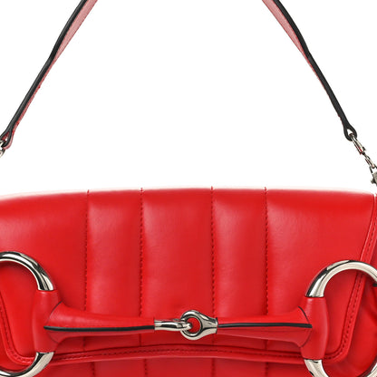 Gucci Nappa Vertical Matelasse Medium Maxi Horsebit Chain Shoulder Bag Beret Red 8 of 11