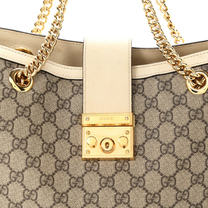 Gucci GG Supreme Monogram Medium Padlock Tote White 8 of 11