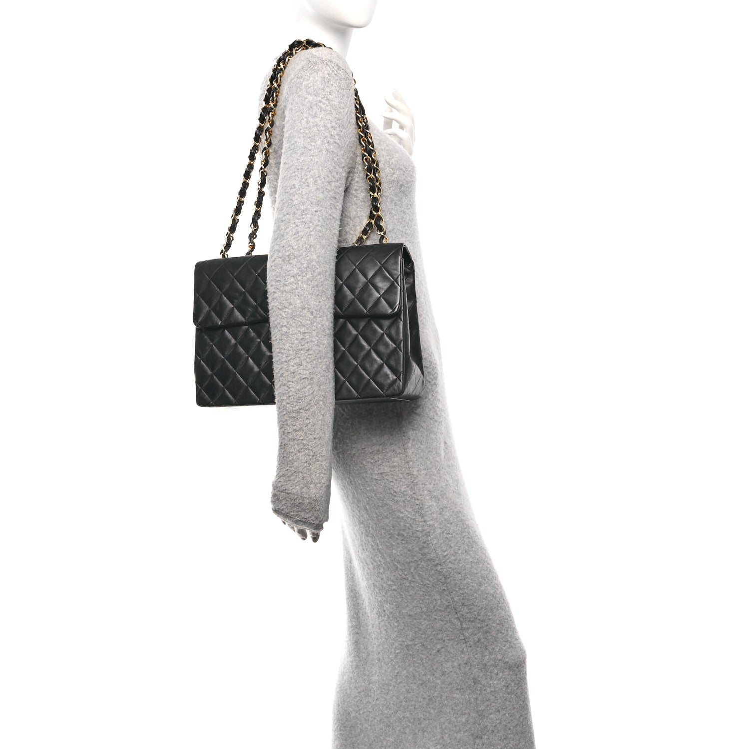 Chanel Lambskin Quilted XL Jumbo Single Flap Black 3 of 23