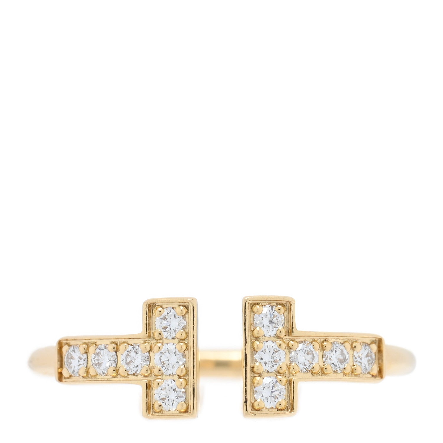 Tiffany 18K Yellow Gold Diamond T Wire Ring 47 4 1 of 5