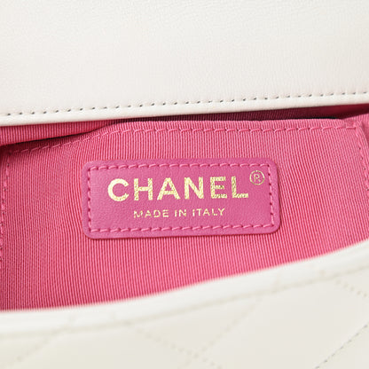 Chanel Lambskin Quilted Small Circular Handle Bag White 6 of 10