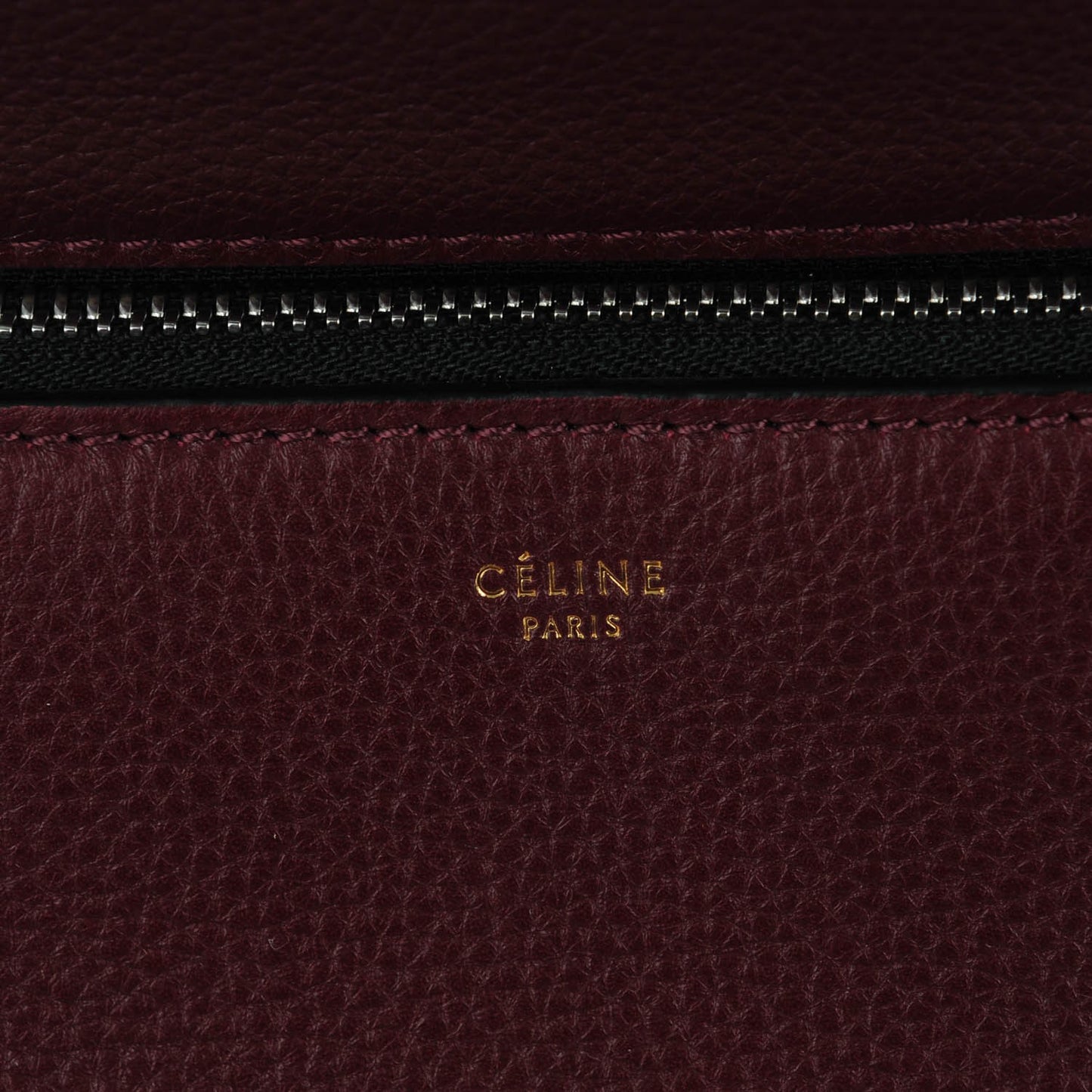 Drummed Calfskin Medium Edge Shoulder Bag Wine