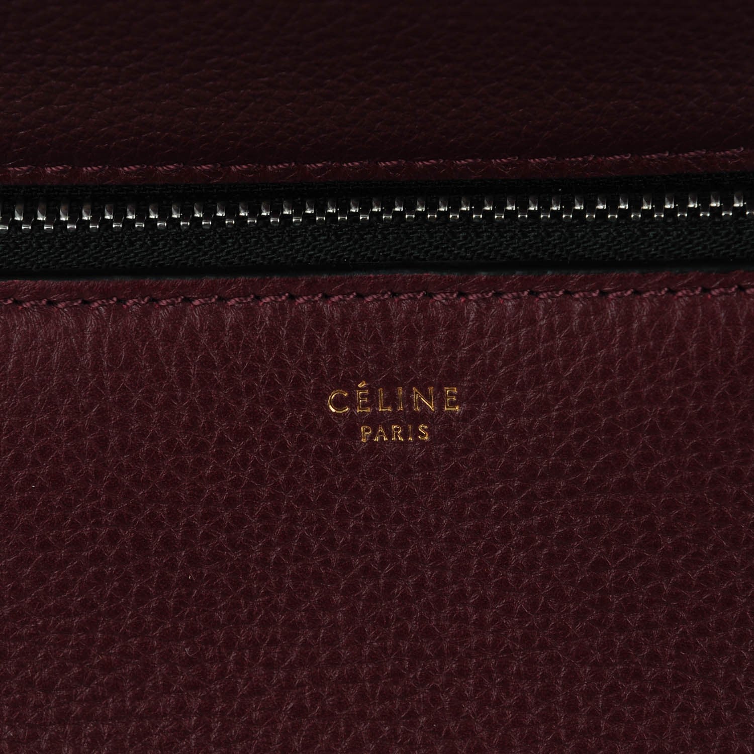 Celine Drummed Calfskin Medium Edge Shoulder Bag Wine 6 of 9