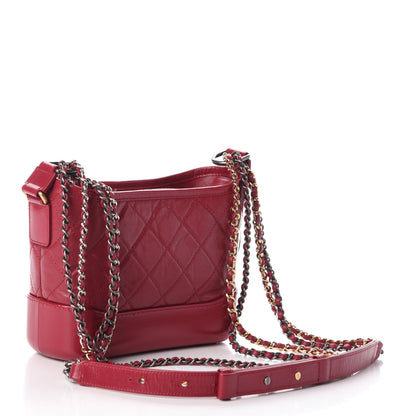 Chanel Aged Calfskin Quilted Small Gabrielle Hobo Dark Pink 3 of 10
