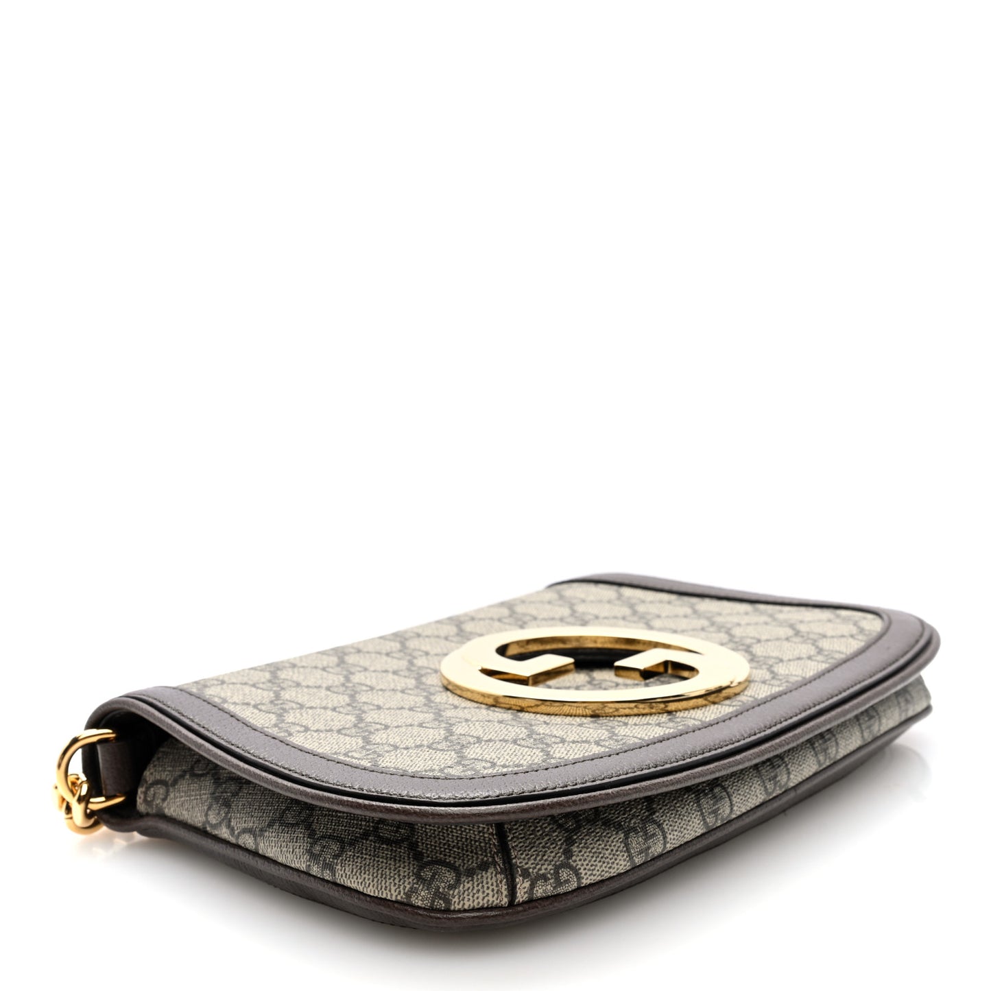 GG Supreme Monogram Textured Dollar Calfskin Blondie Chain Shoulder Flap Bag Beige Ebony New Acero