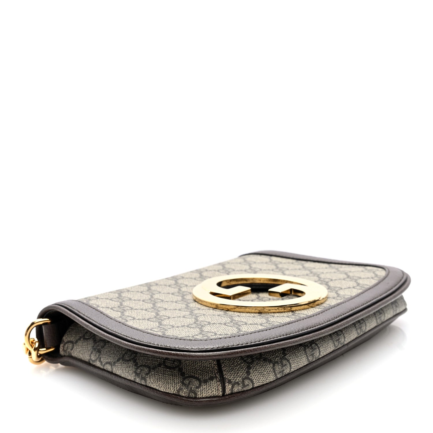 Gucci GG Supreme Monogram Textured Dollar Calfskin Blondie Chain Shoulder Flap Bag Beige Ebony New Acero 4 of 9