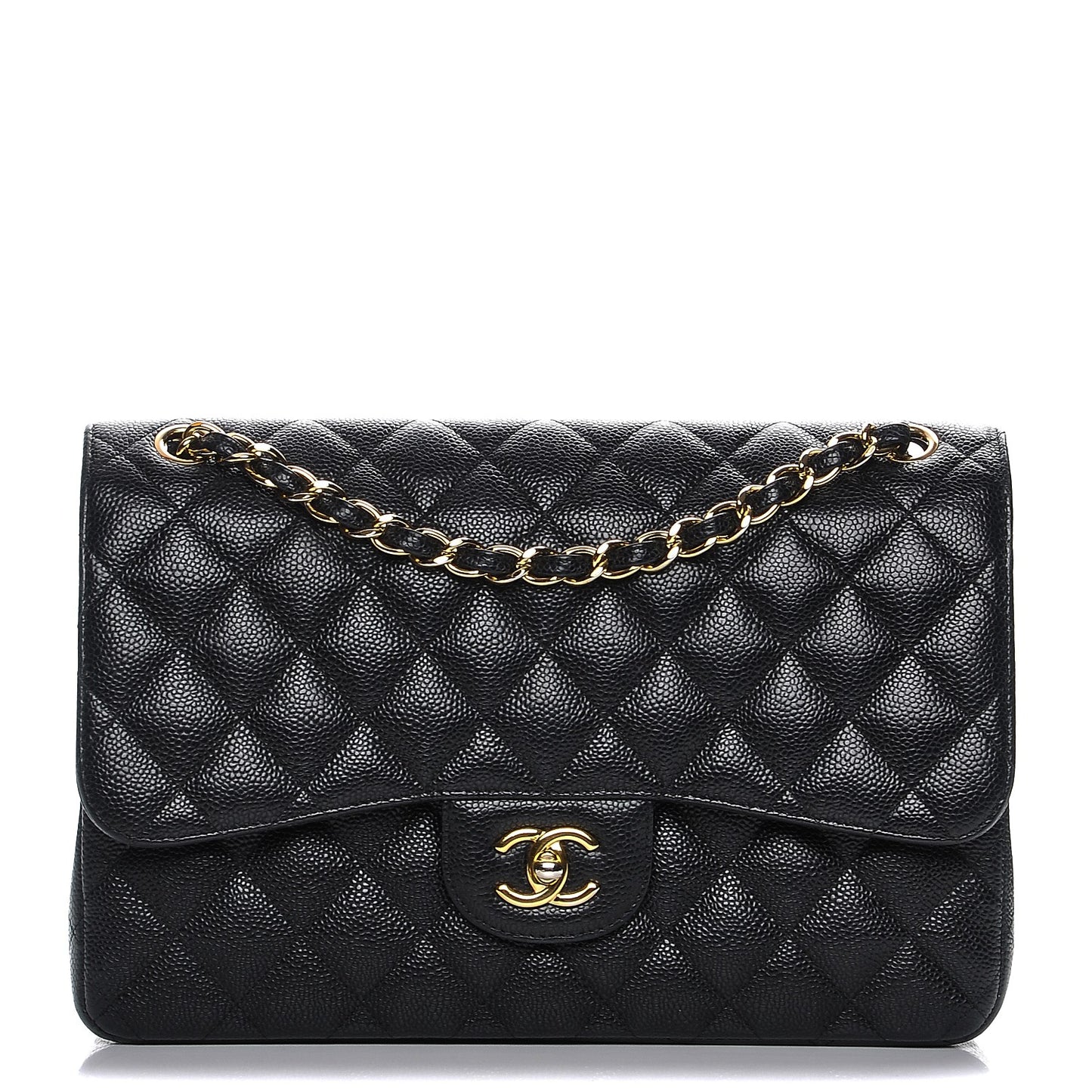 Caviar Quilted Jumbo Double Flap Black