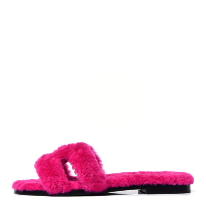 Hermes Woolskin Oran Sandals 36 Rose Fuchsia 1 of 6