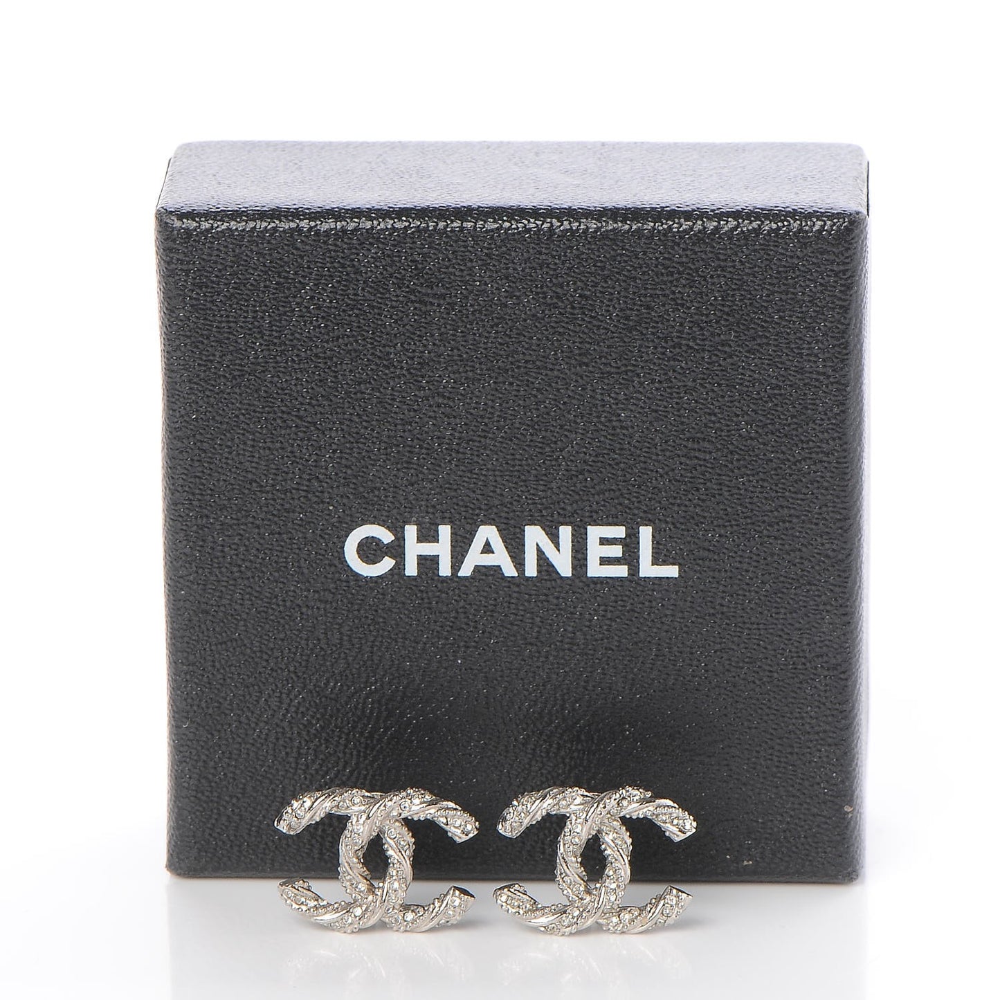 Crystal CC Twisted Earrings Silver